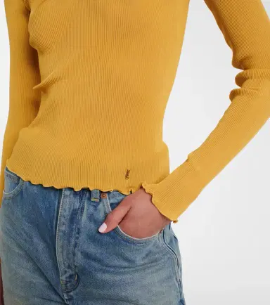 Saint Laurent Ribbed-knit silk top | Thumbnail 2
