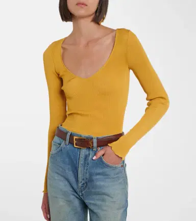 Saint Laurent Ribbed-knit silk top | Thumbnail 4