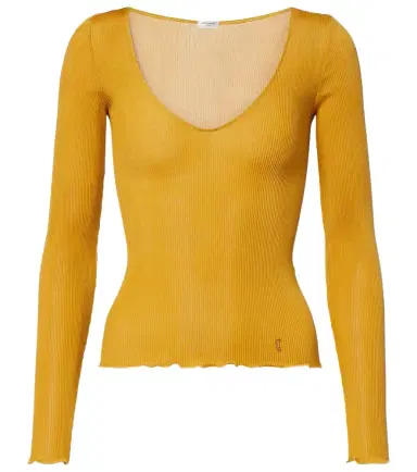 Saint Laurent Ribbed-knit silk top | Thumbnail 1
