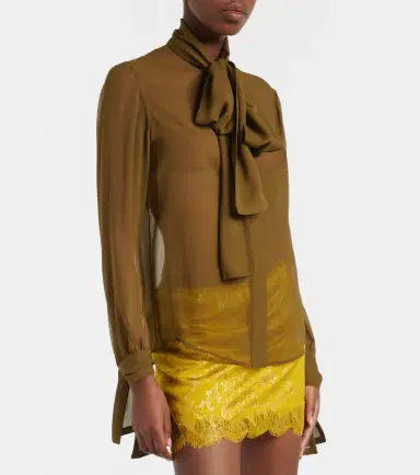 Saint Laurent Tie-neck silk blouse | Thumbnail 2