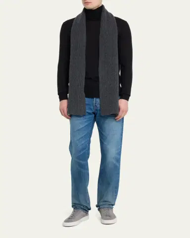 Bergdorf Goodman Ribbed Cashmere Scarf | Thumbnail 5 Bergdorf Goodman Ribbed Cashmere Scarf | Thumbnail 5