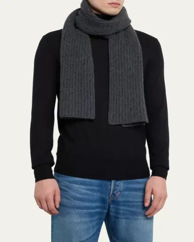 Bergdorf Goodman Ribbed Cashmere Scarf | Thumbnail 6 Bergdorf Goodman Ribbed Cashmere Scarf | Thumbnail 6