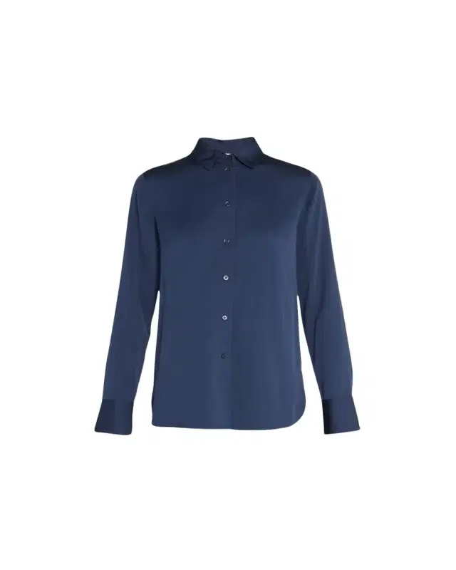 Vince Slim-Fit Long-Sleeve Stretch-Silk Blouse