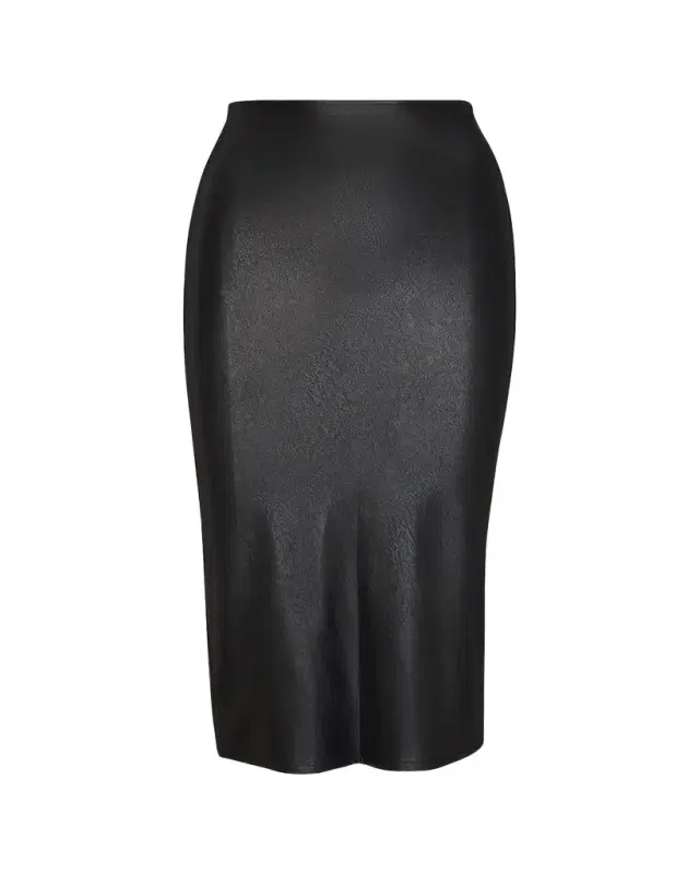 Faux-Leather Midi Skirt