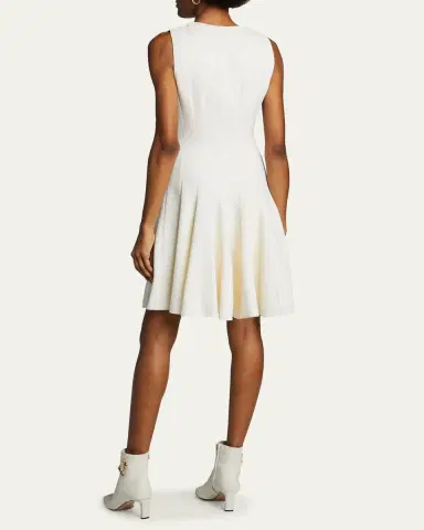Akris Sleeveless Zip-Front Seamed A-Line Dress | Thumbnail 3