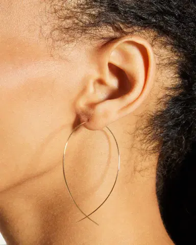 Lana Large Upside Down Hoop Earrings in 14K Gold | Thumbnail 2