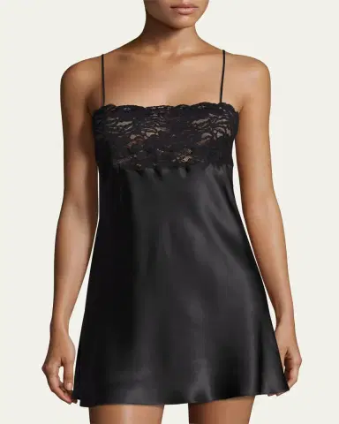 Christine Lingerie Bijoux Lace-Trim Silk Chemise | Thumbnail 2