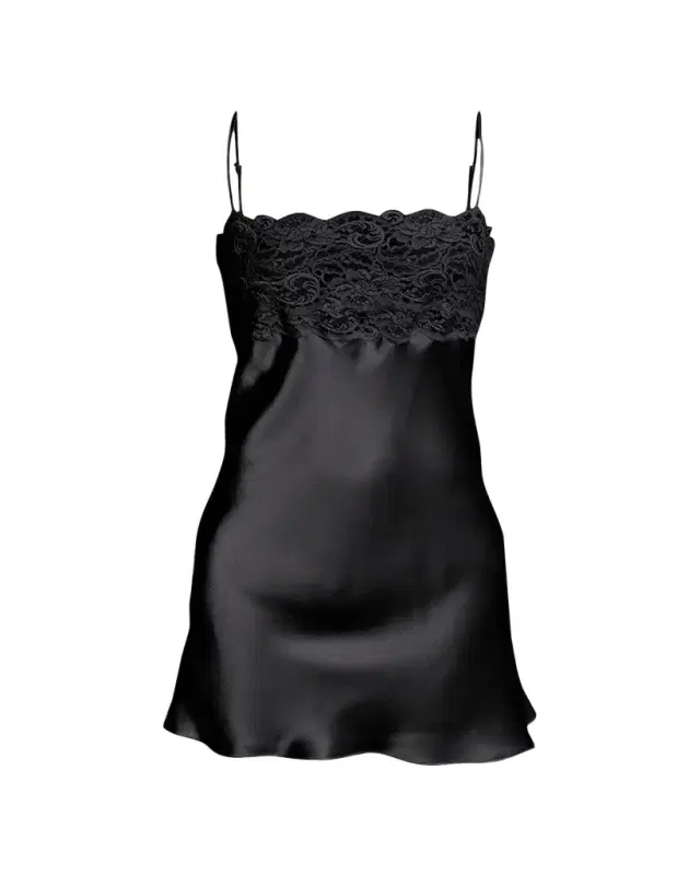 Christine Lingerie Bijoux Lace-Trim Silk Chemise