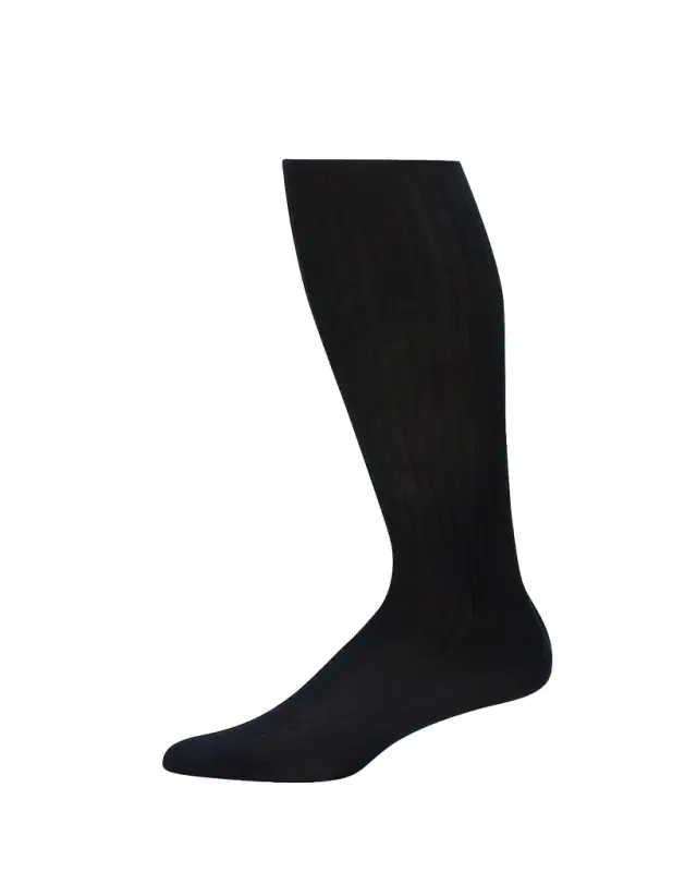 Men's Over-the-Calf Ribbed Lisle Socks