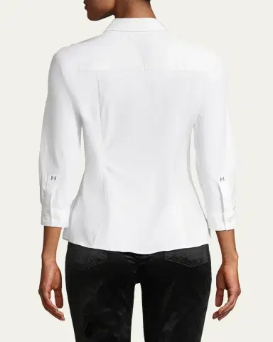 Carolina Herrera Classic Cotton Button-Front Shirt | Thumbnail 3 Carolina Herrera Classic Cotton Button-Front Shirt | Thumbnail 3