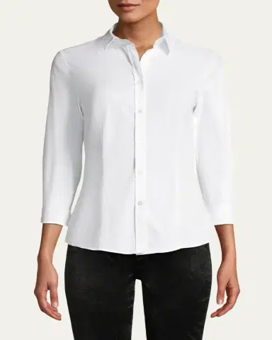 Carolina Herrera Classic Cotton Button-Front Shirt | Thumbnail 4 Carolina Herrera Classic Cotton Button-Front Shirt | Thumbnail 4
