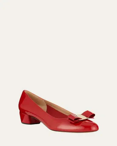 Ferragamo Vara Bow Leather Low Pumps | Thumbnail 2