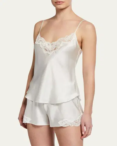 Christine Lingerie Bijoux Short Lace-Trim Silk Pajama Set | Thumbnail 2