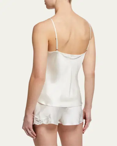 Christine Lingerie Bijoux Short Lace-Trim Silk Pajama Set | Thumbnail 3