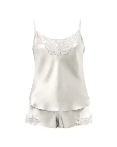 Christine Lingerie Bijoux Short Lace-Trim Silk Pajama Set | Thumbnail 1