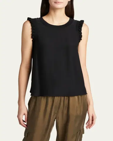 Cinq à Sept Tous Les Jours Lenore Crewneck Sleeveless Silk Top | Thumbnail 4