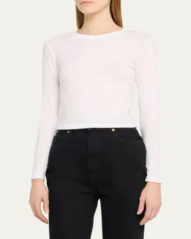 AMO Denim Babe Cropped Long-Sleeve Cotton Tee | Thumbnail 4 AMO Denim Babe Cropped Long-Sleeve Cotton Tee | Thumbnail 4