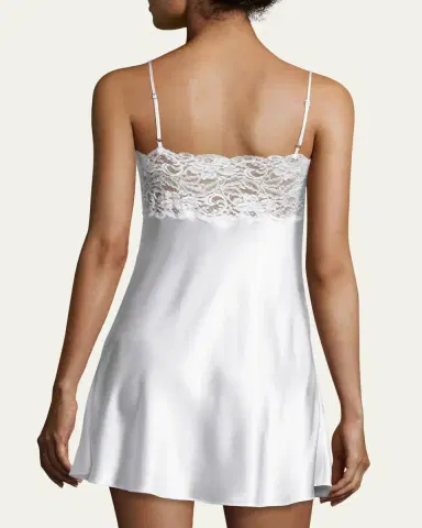 Christine Lingerie Bijoux Lace-Trim Silk Chemise | Thumbnail 3