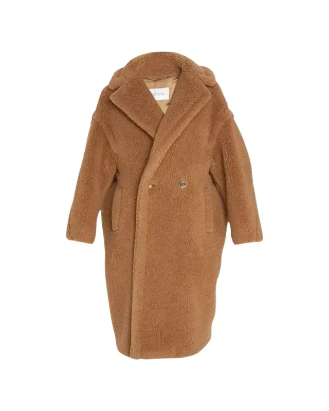 Max Mara Double-Breasted Camel Hair Blend Teddy Coat