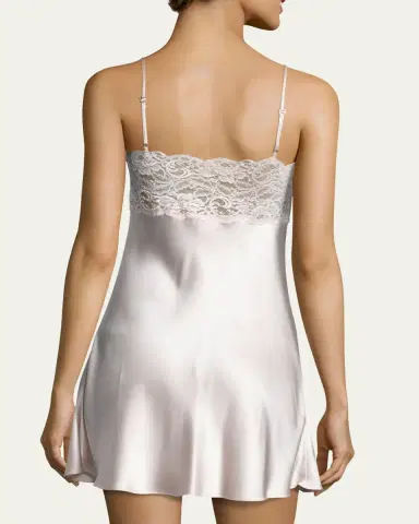 Christine Lingerie Bijoux Lace-Trim Silk Chemise | Thumbnail 3