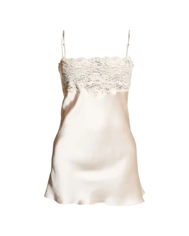 Christine Lingerie Bijoux Lace-Trim Silk Chemise
