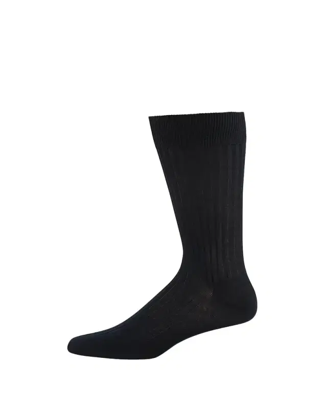 Pantherella Men's Danvers Ribbed Cotton Mid-Calf Socks