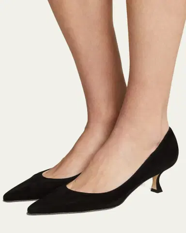 Manolo Blahnik 50mm Srila Suede Kitten Heel Pumps | Thumbnail 2 Manolo Blahnik 50mm Srila Suede Kitten Heel Pumps | Thumbnail 2