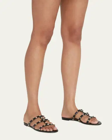 Valentino Garavani Rockstud Caged Flat Slide Sandals | Thumbnail 2