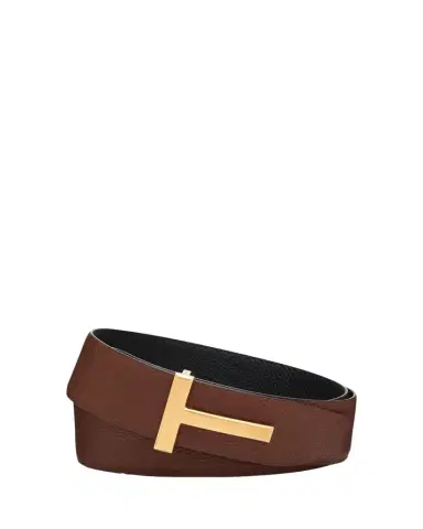 Tom Ford Men's Signature T Leather Belt | Thumbnail 1