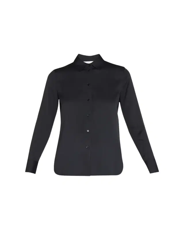 Vince Slim-Fit Long-Sleeve Stretch-Silk Blouse