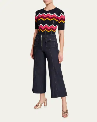 Cinq à Sept Azure Wide-Leg Stitched Pants | Thumbnail 4