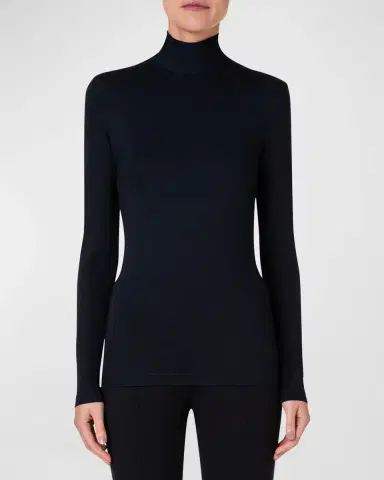 Akris punto Turtleneck Long-Sleeve Modal-Stretch Top | Thumbnail 4