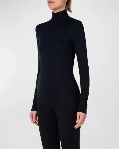 Akris punto Turtleneck Long-Sleeve Modal-Stretch Top | Thumbnail 7