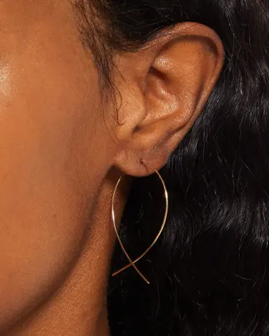 Lana 14K Gold Small Upside Down Hoop Earrings | Thumbnail 2