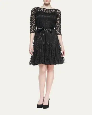 Rickie Freeman for Teri Jon 3/4-Sleeve Lace Overlay Cocktail Dress | Thumbnail 2