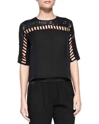 Rickie Freeman for Teri Jon 3/4-Sleeve Lace Overlay Cocktail Dress | Thumbnail 5