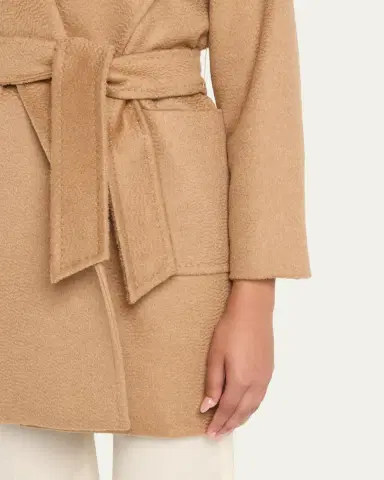 Max Mara Rialto Camel Hair Belted Short Hooded Coat | Thumbnail 5 Max Mara Rialto Camel Hair Belted Short Hooded Coat | Thumbnail 5