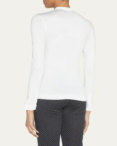 Akris punto Long-Sleeve Cotton Jersey-Back Blouse | Thumbnail 2