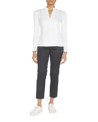 Akris punto Long-Sleeve Cotton Jersey-Back Blouse | Thumbnail 1