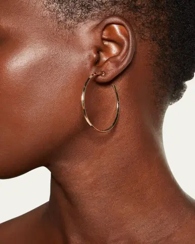 Lana 45mm 14K Gold Thin Pointed Royale Hoops | Thumbnail 2