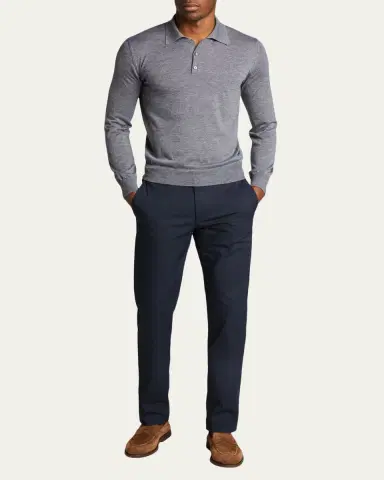 Bergdorf Goodman Long-Sleeve Cashmere Polo Sweater | Thumbnail 2