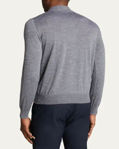 Bergdorf Goodman Long-Sleeve Cashmere Polo Sweater | Thumbnail 3