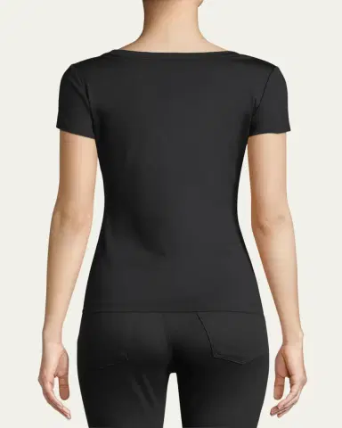 Lafayette 148 New York Cotton-Stretch Basic Tee | Thumbnail 3