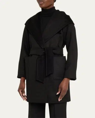 Max Mara Rialto Camel Hair Belted Short Hooded Coat | Thumbnail 4 Max Mara Rialto Camel Hair Belted Short Hooded Coat | Thumbnail 4