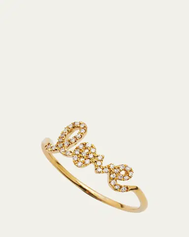 Sydney Evan 14k Gold Diamond Love Script Ring | Thumbnail 3