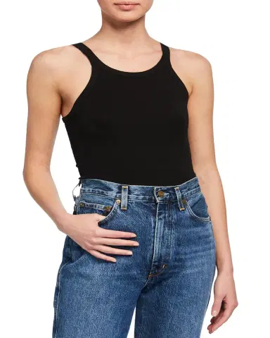 RE/DONE Ribbed Scoop-Neck Fitted Tank | Thumbnail 2