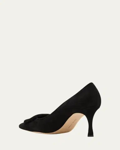 Manolo Blahnik Maysale Suede Pointed-Toe Buckle Pumps | Thumbnail 4