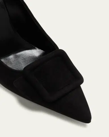 Manolo Blahnik Maysale Suede Pointed-Toe Buckle Pumps | Thumbnail 5
