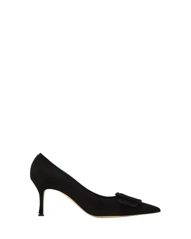 Manolo Blahnik Maysale Suede Pointed-Toe Buckle Pumps | Thumbnail 1