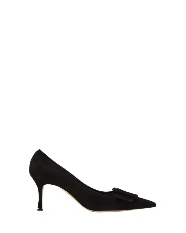 Manolo Blahnik Maysale Suede Pointed-Toe Buckle Pumps